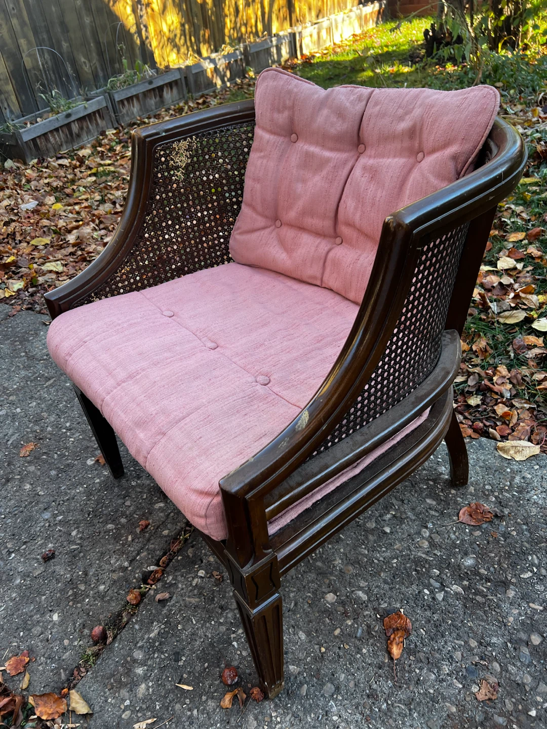 Beautiful vintage solid wood cane back chair