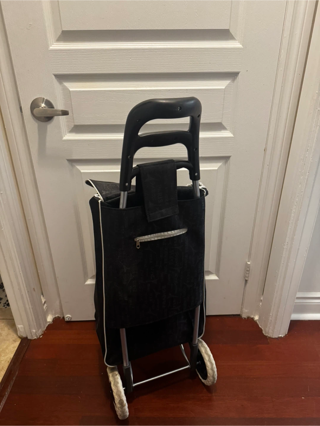 Black Paris Pattern Rolling Shopping Cart - photo 2