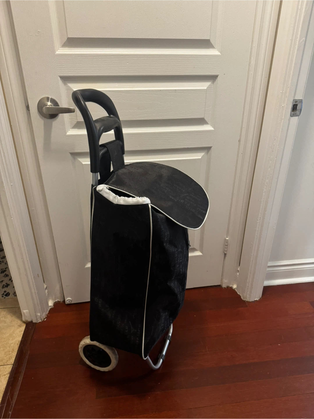 Black Paris Pattern Rolling Shopping Cart - photo 3