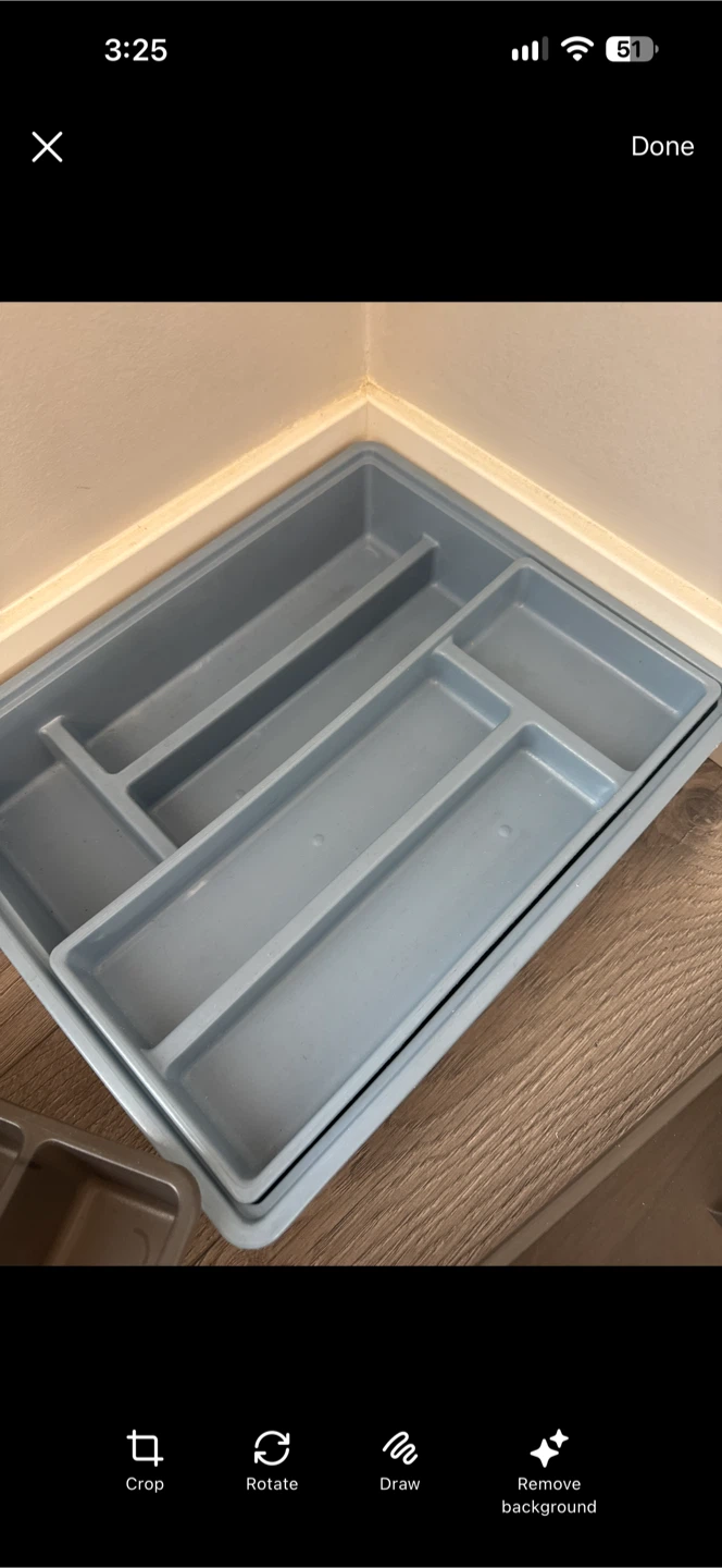 Set of Two Blue Plastic Cutlery Trays
