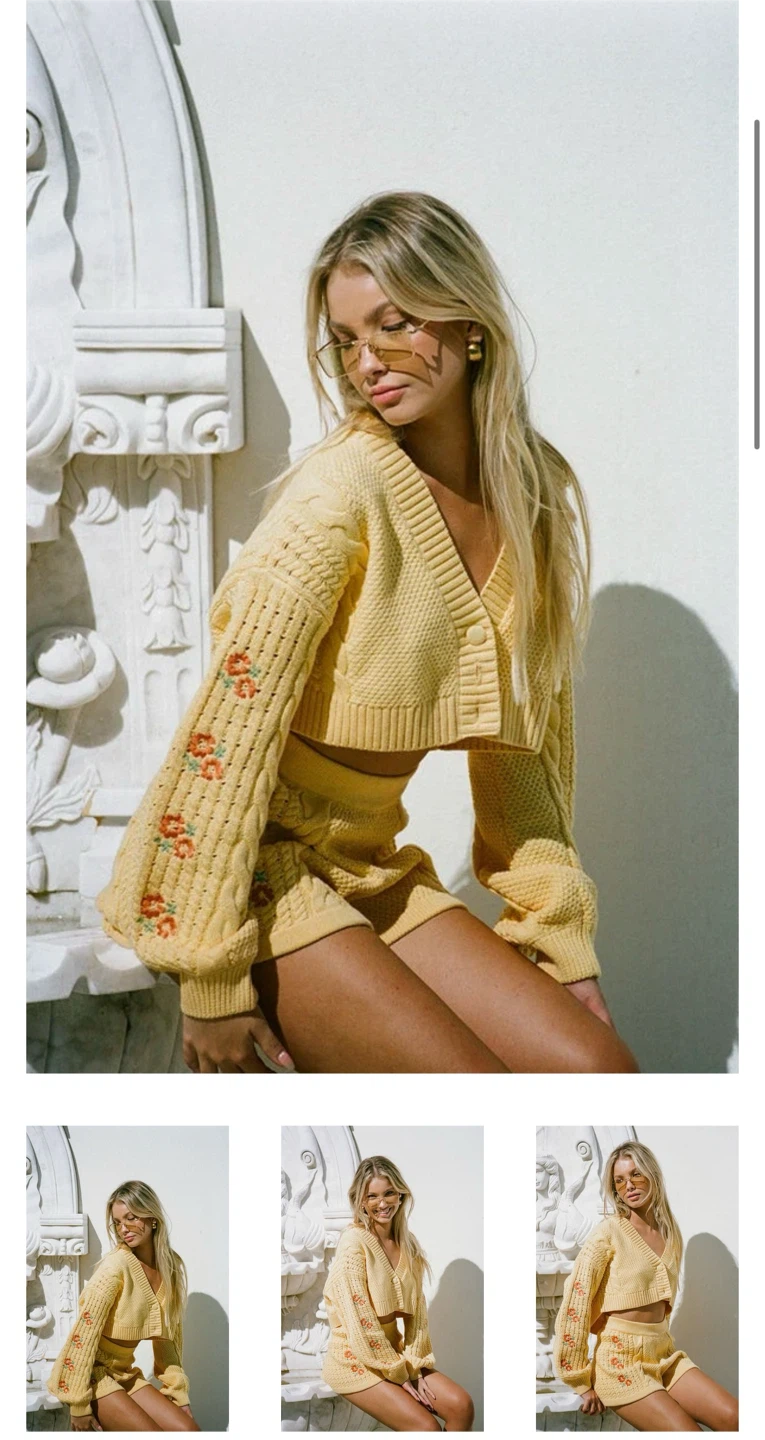 Sabo Vacation set yellow cardigan and shorts set