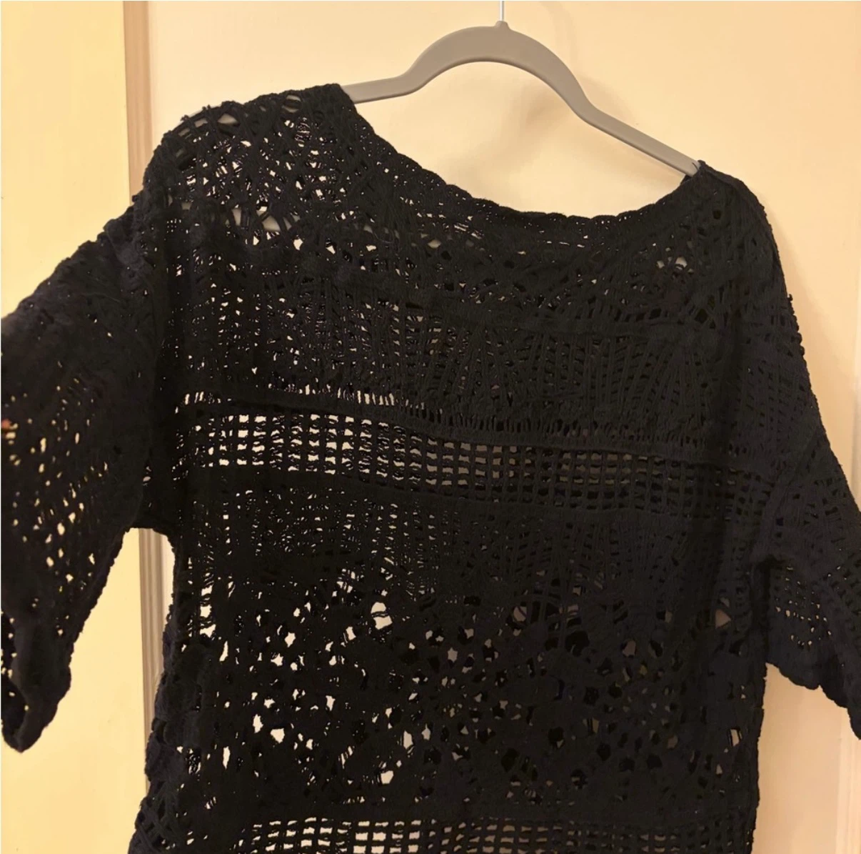 a.n.a  Black Crochet Top