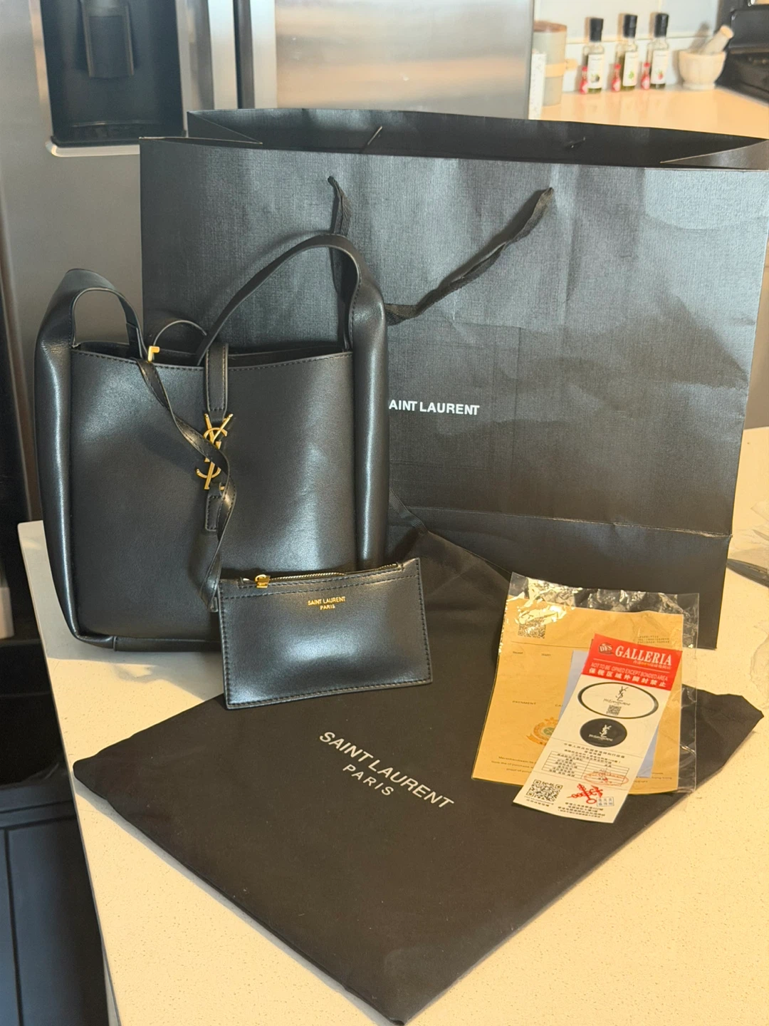 Saint Laurent YSL Le 5 À 7 Style Black Shoulder Bag with Pouch