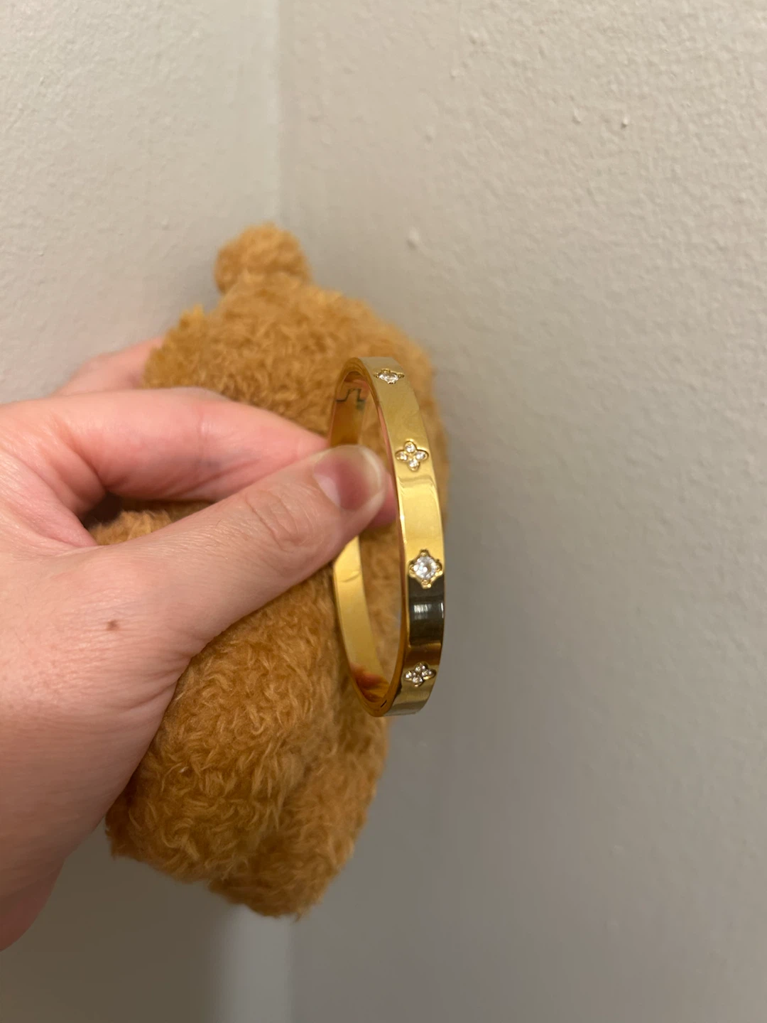Gold Clover CZ Bangle Bracelet - photo 3