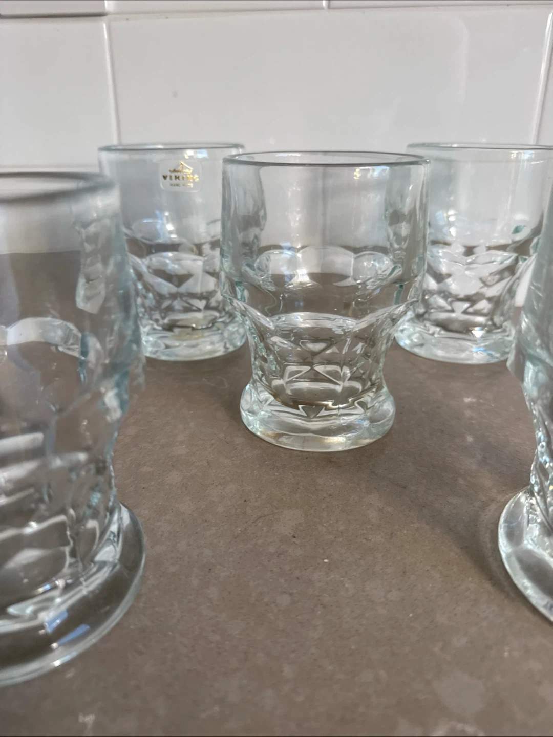 5 Vintage Viking Hand Made Glass Tumblers - photo 4