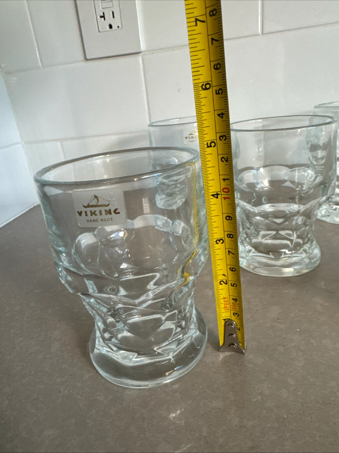 5 Vintage Viking Hand Made Glass Tumblers - photo 5
