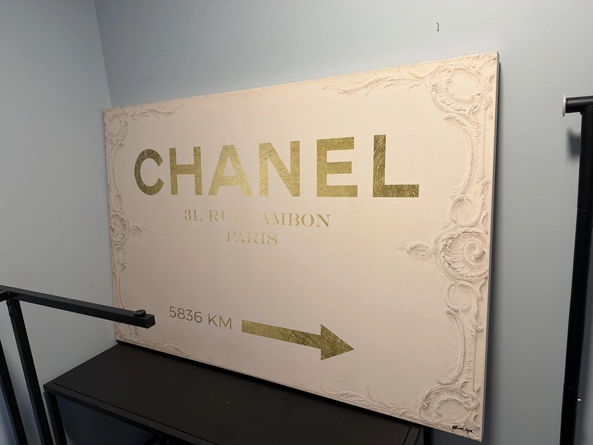 Chanel 31 Rue Cambon Gold and Cream Wall Art