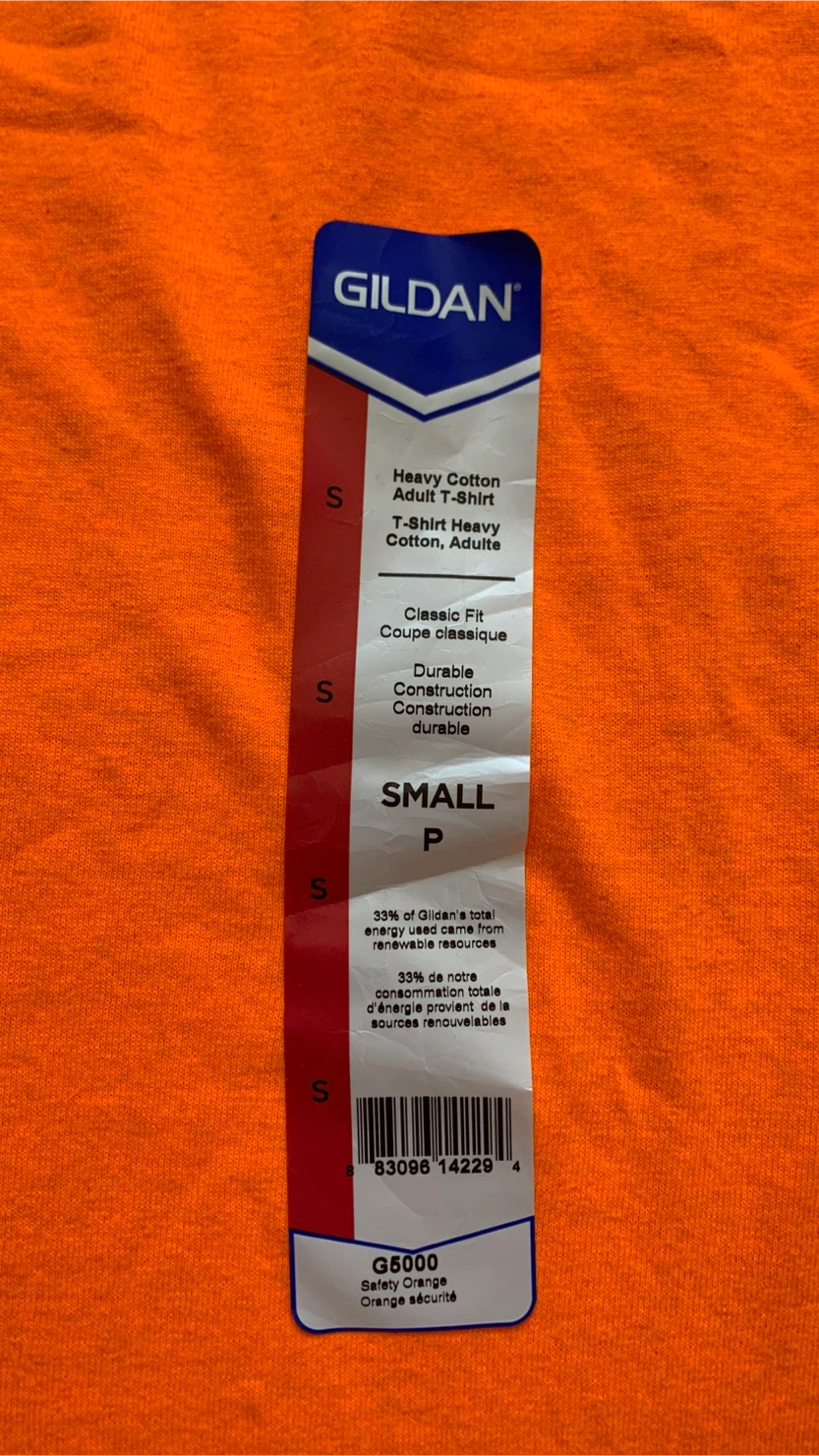 Gildan Heavy Cotton T-Shirt Safety Orange - Size Small - photo 3