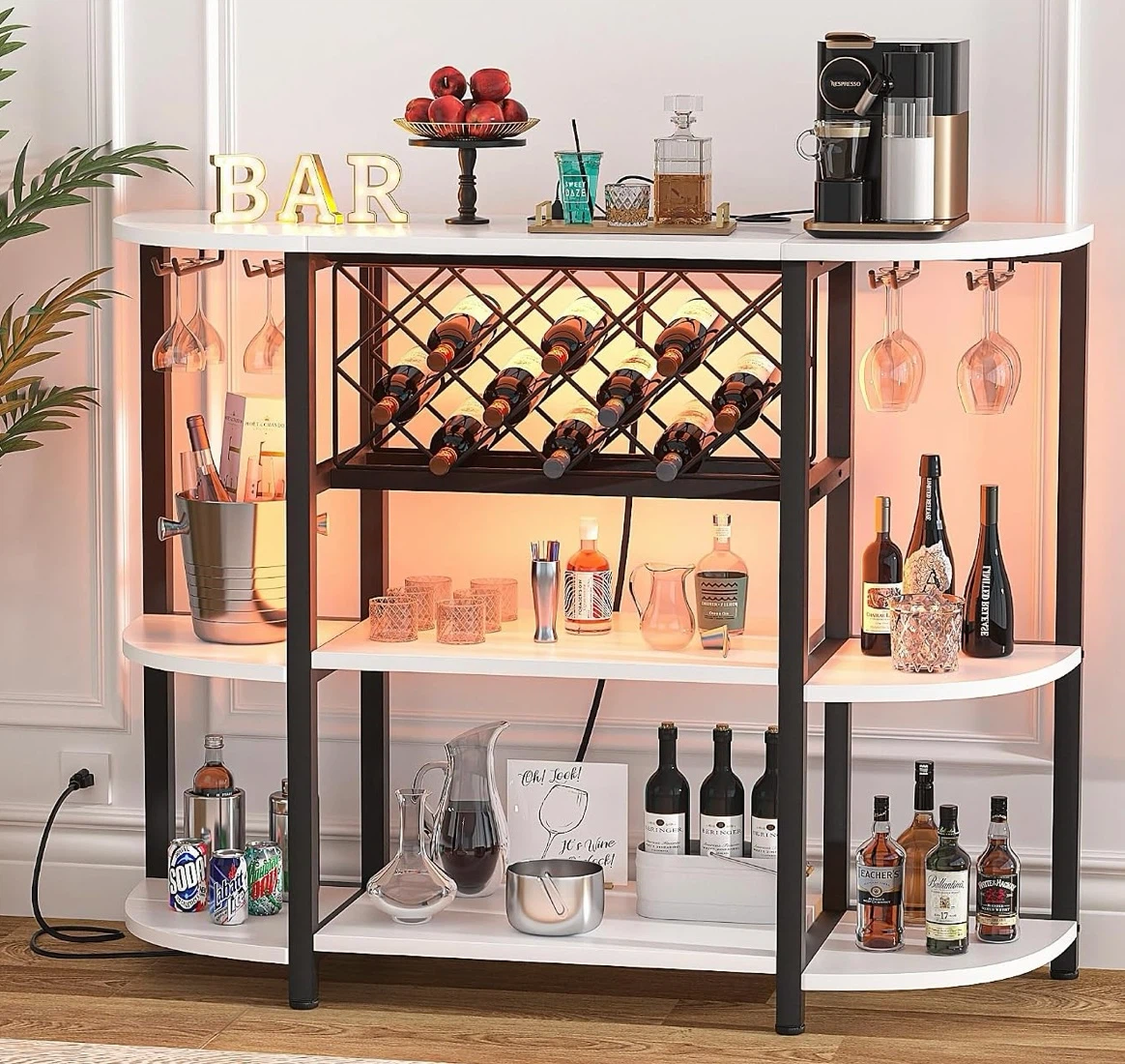 Faux Marble Wine Bar Cabinet