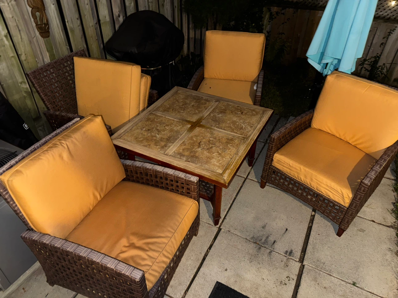 Wicker Patio Set with Tile Top Table - photo 2