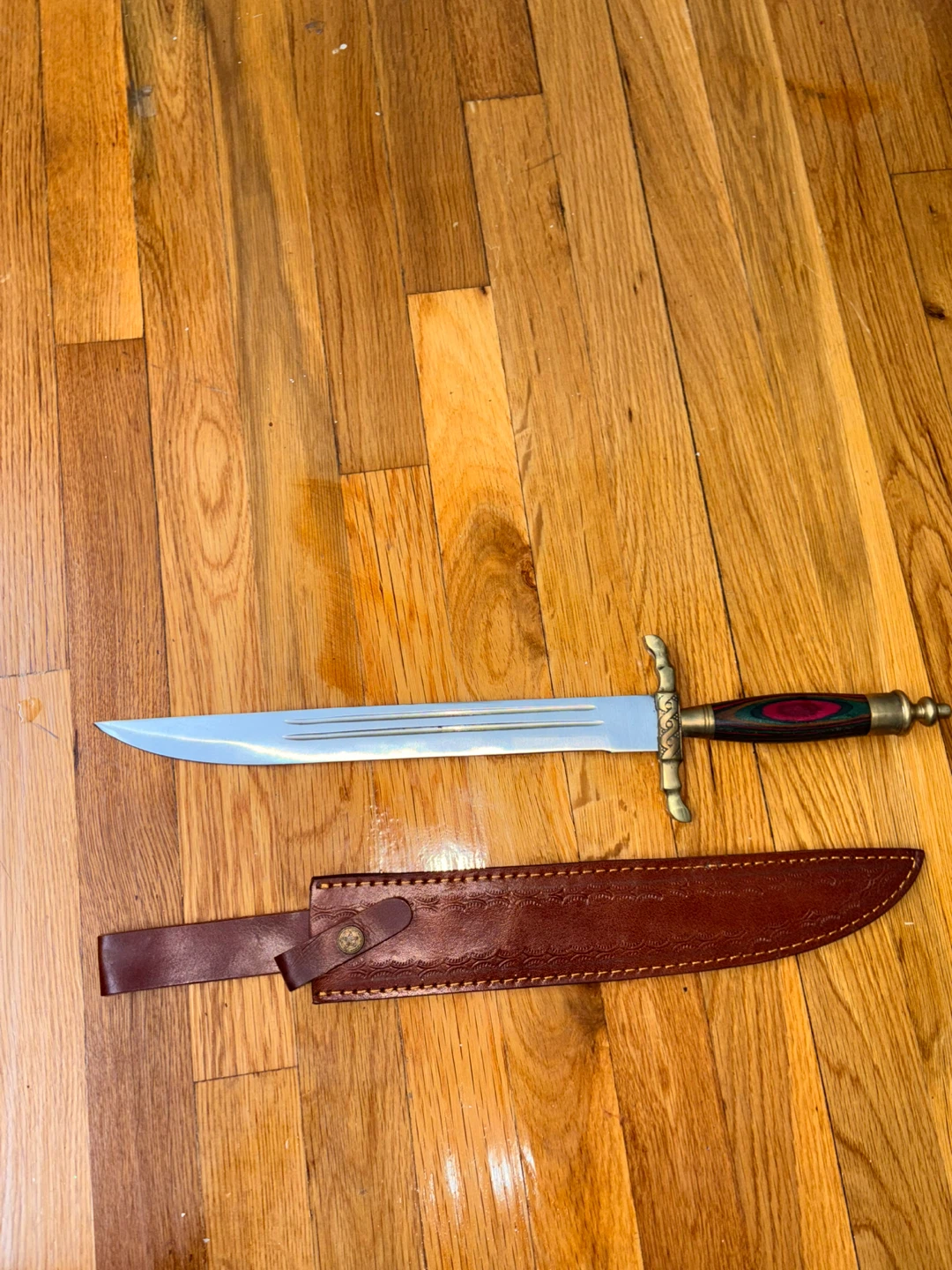 Decorative Collector's Knife with Leather Sheath - photo 2
