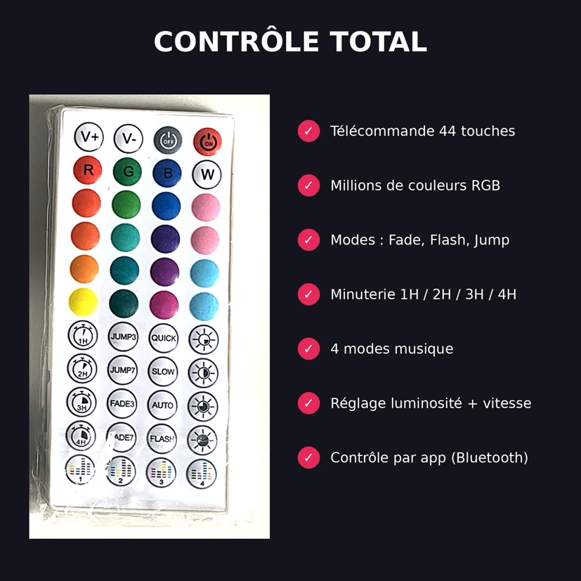 5m RGB LED Strip Light with Remote and Bluetooth - photo 5