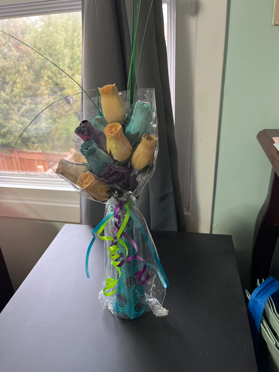 Decorative Vase with Wooden Flower Bouquet