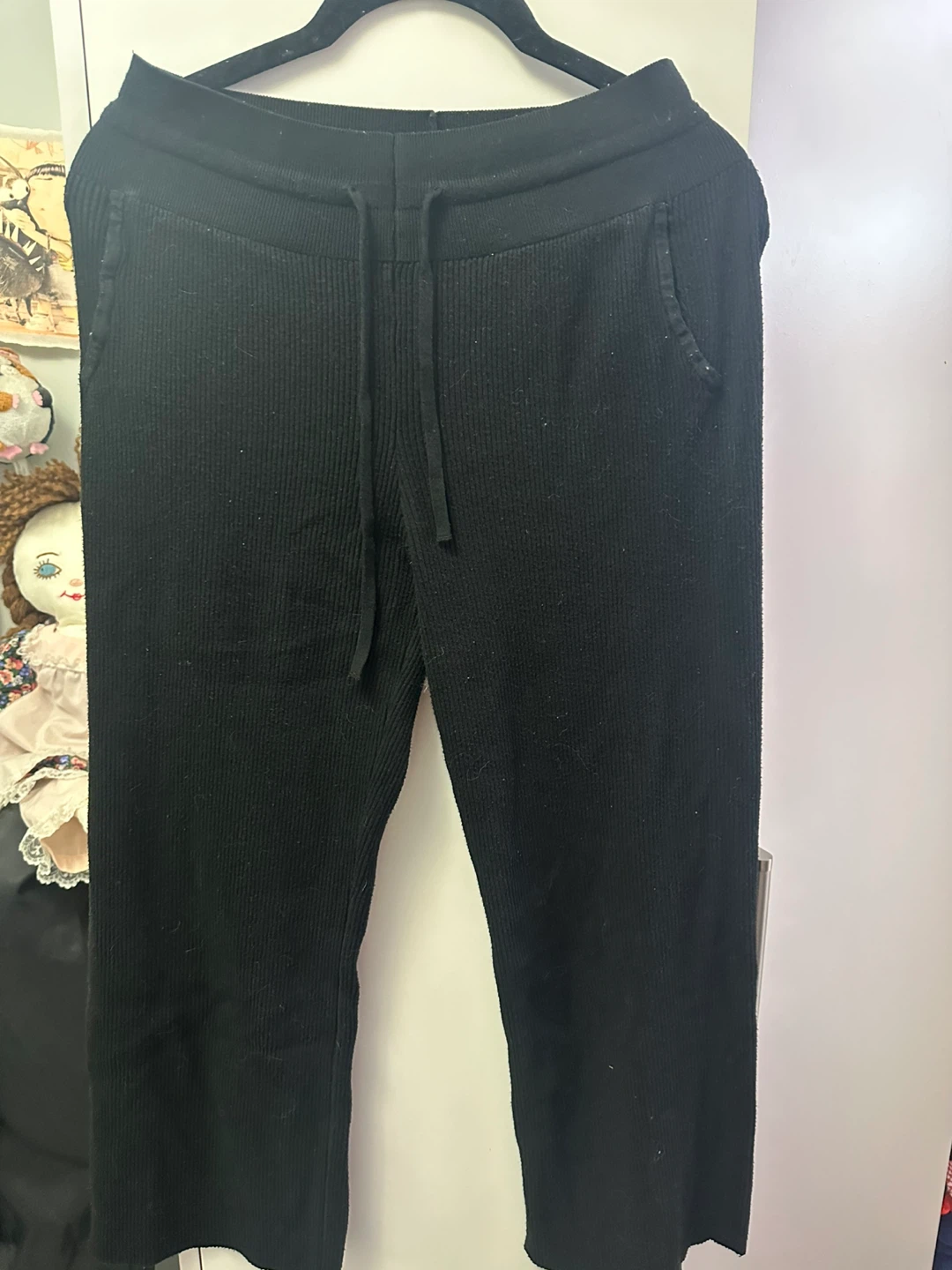 Uniqlo Black Ribbed Knit Pants