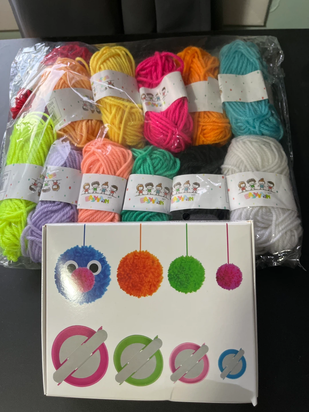 DIY Pom Pom Maker Kit with Yarn