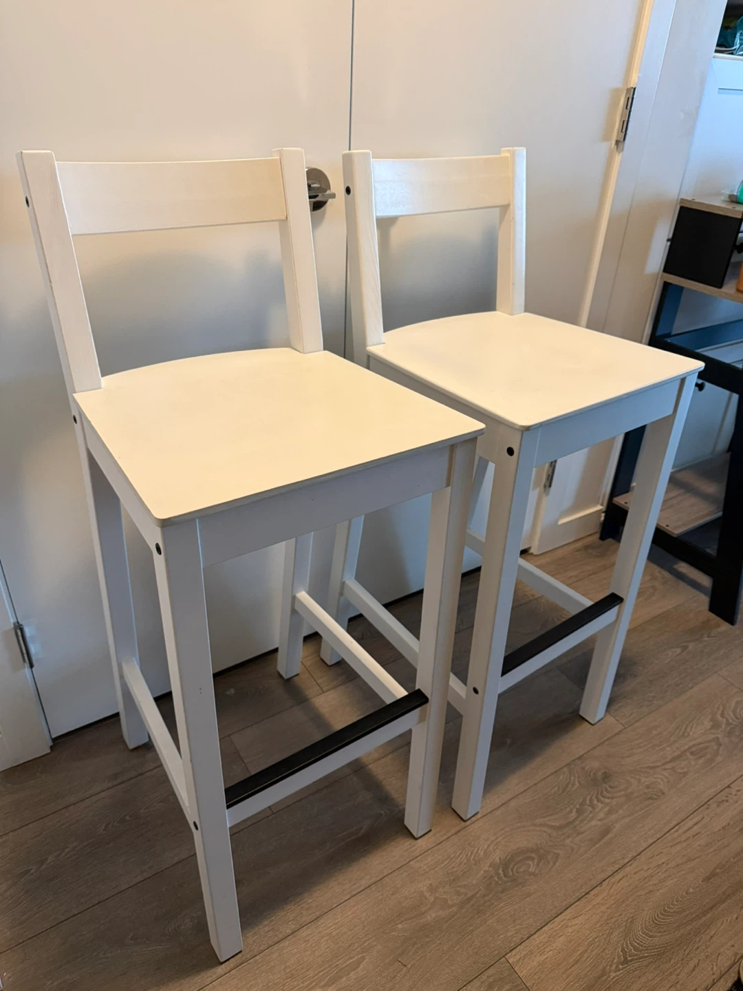 Two IKEA NORDVIKEN White Bar Stools - photo 2