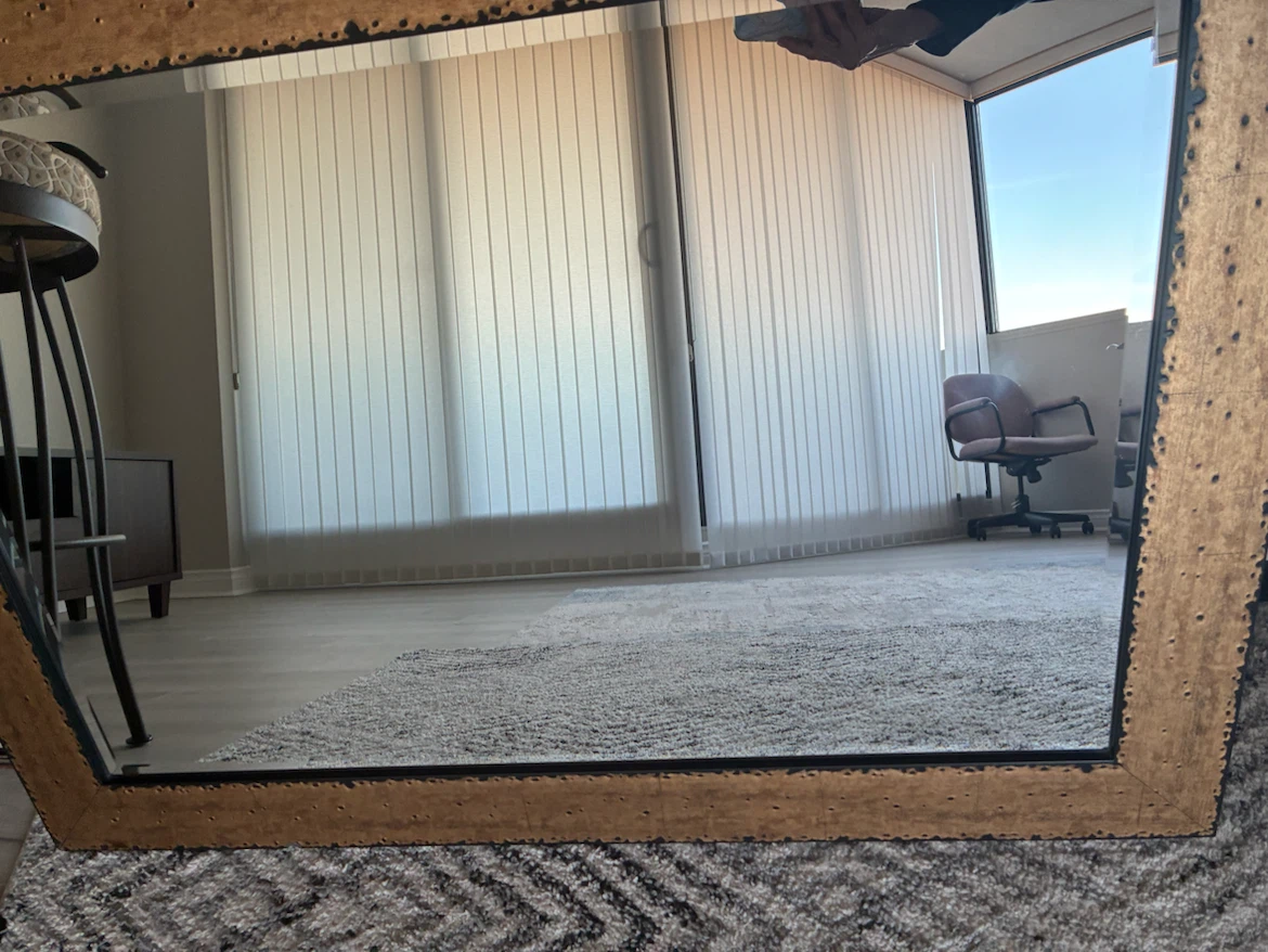 Large Decorative Wall Mirror with Gold Texture Frame - photo 2