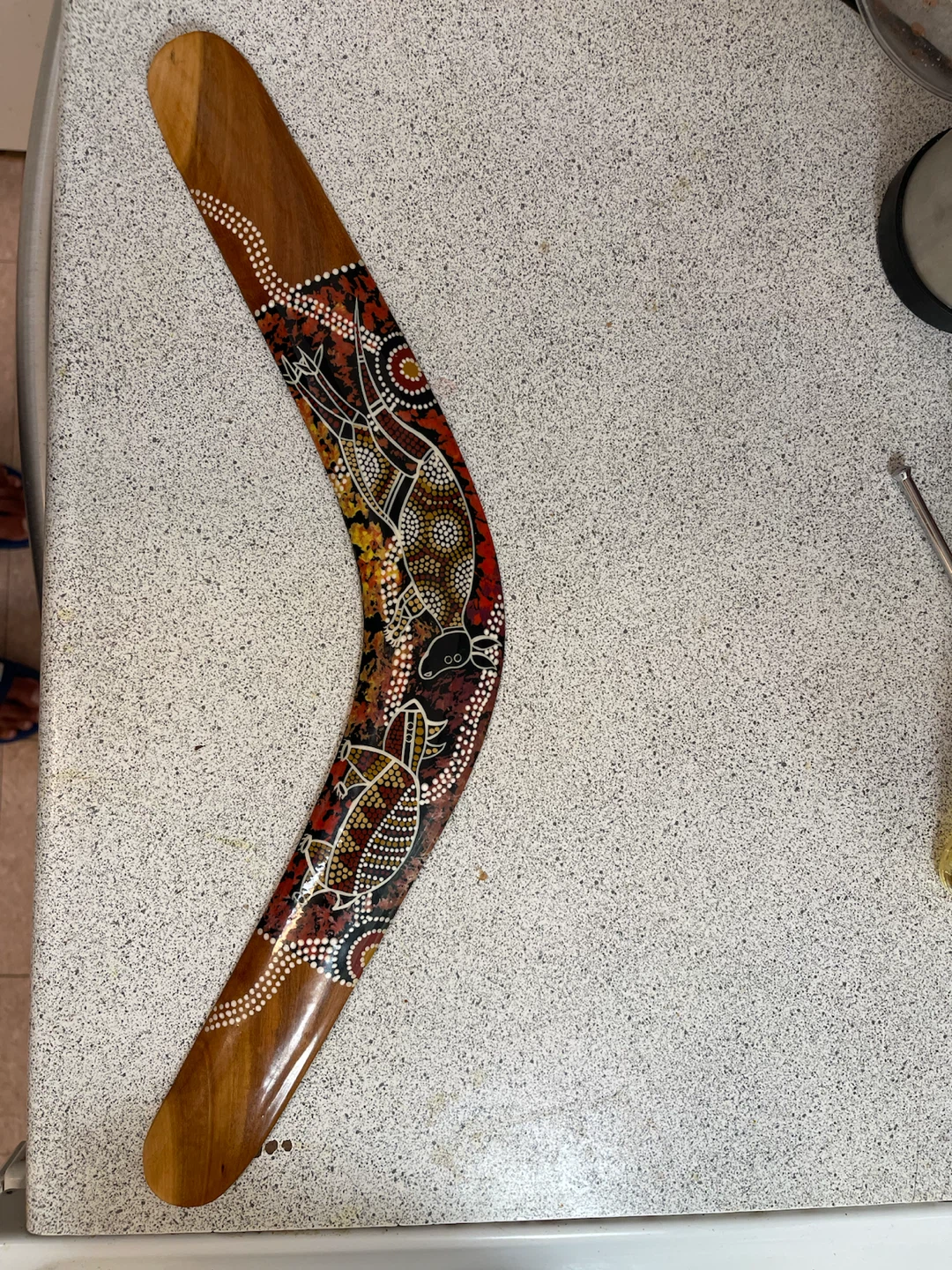 Aboriginal Dot Art Wooden Boomerang - photo 3