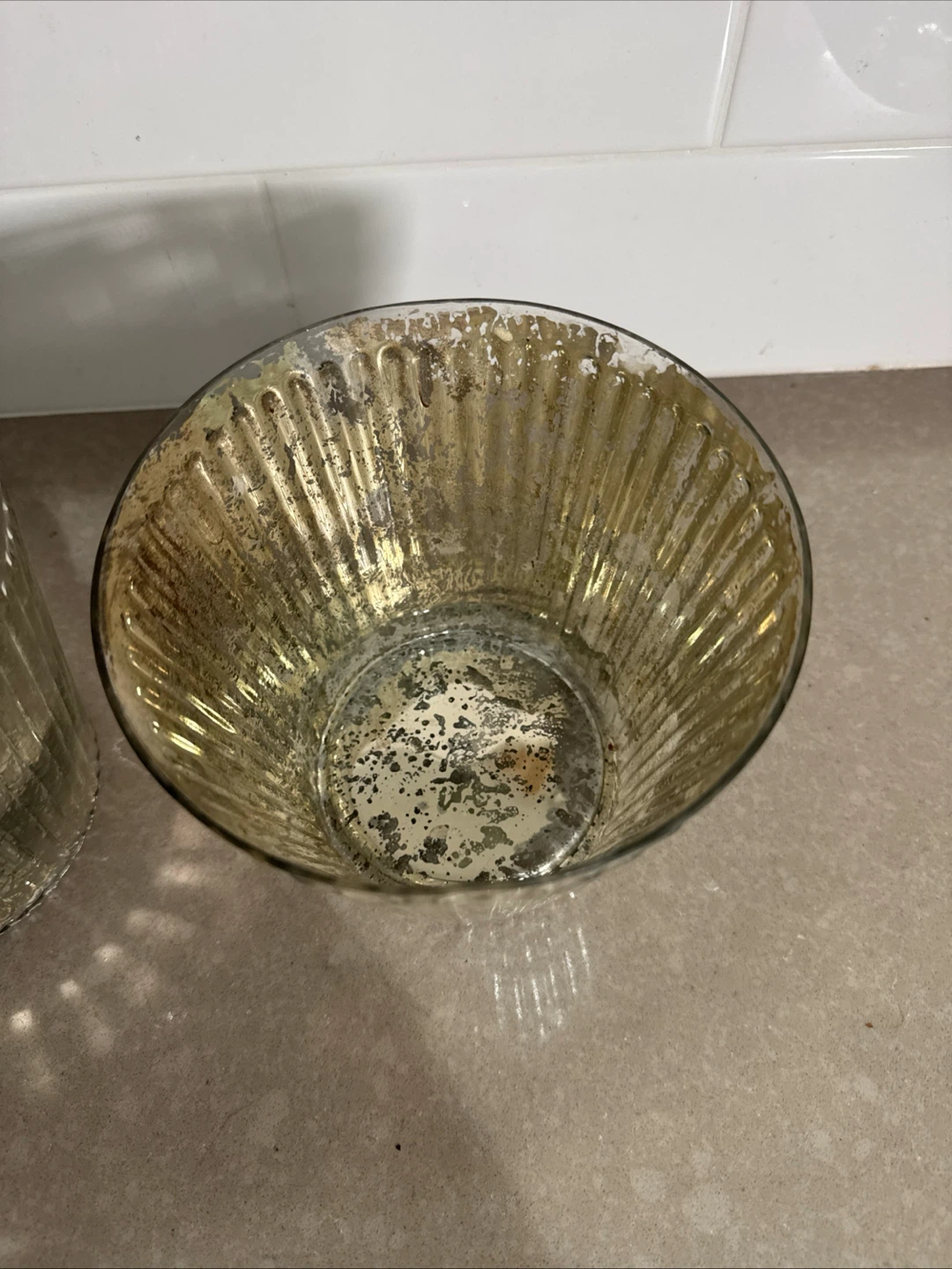 Set of 2 Fluted Mercury Glass Votive Holders - photo 3