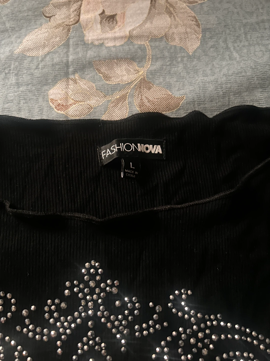 Fashion Nova Black Long Sleeve Rhinestone Top - photo 3