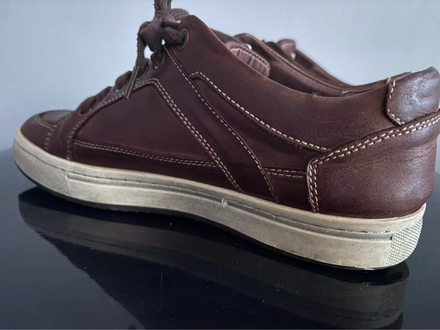 Olive Brown Leather Sneakers - photo 3