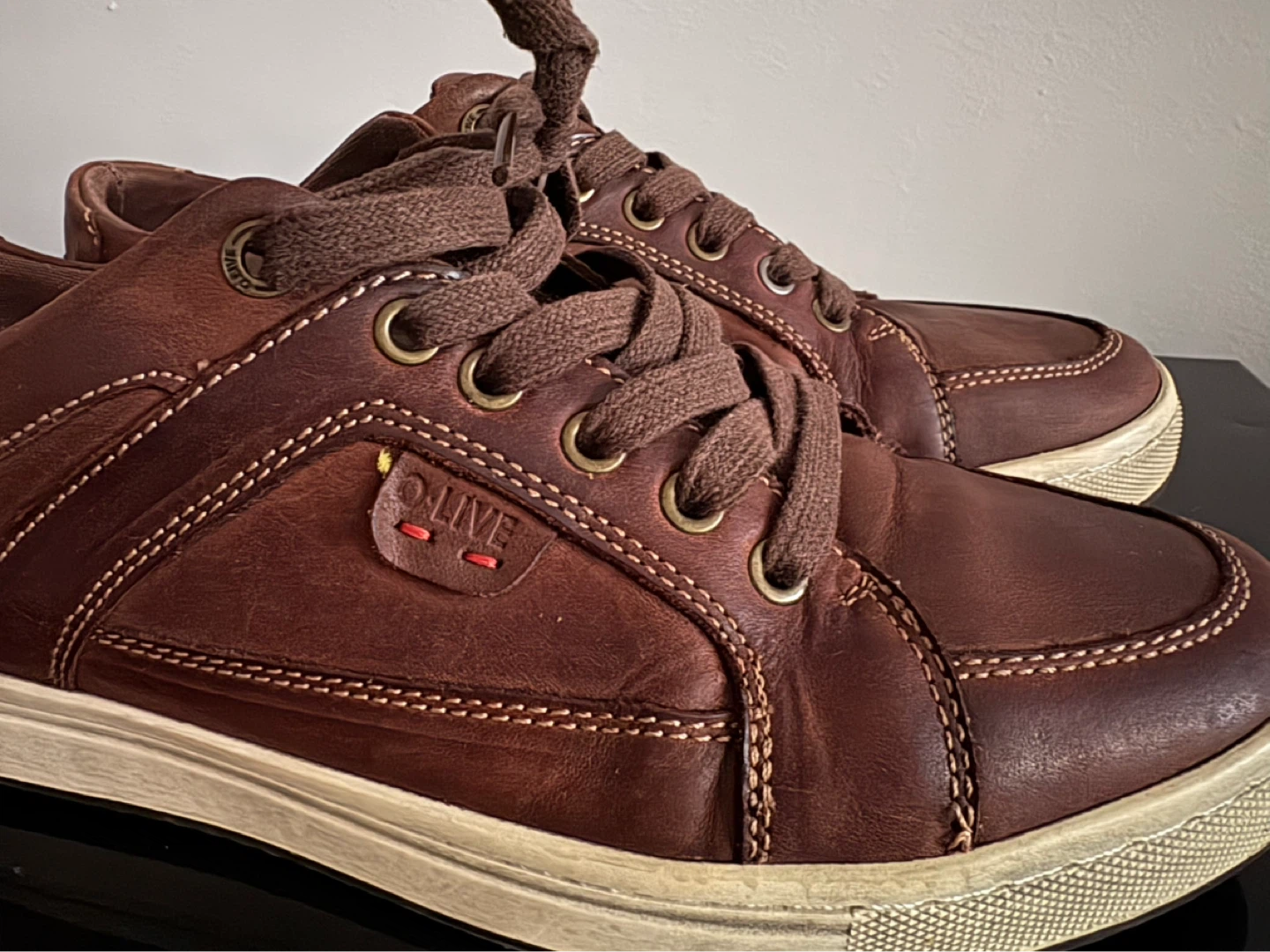 Olive Brown Leather Sneakers - photo 5