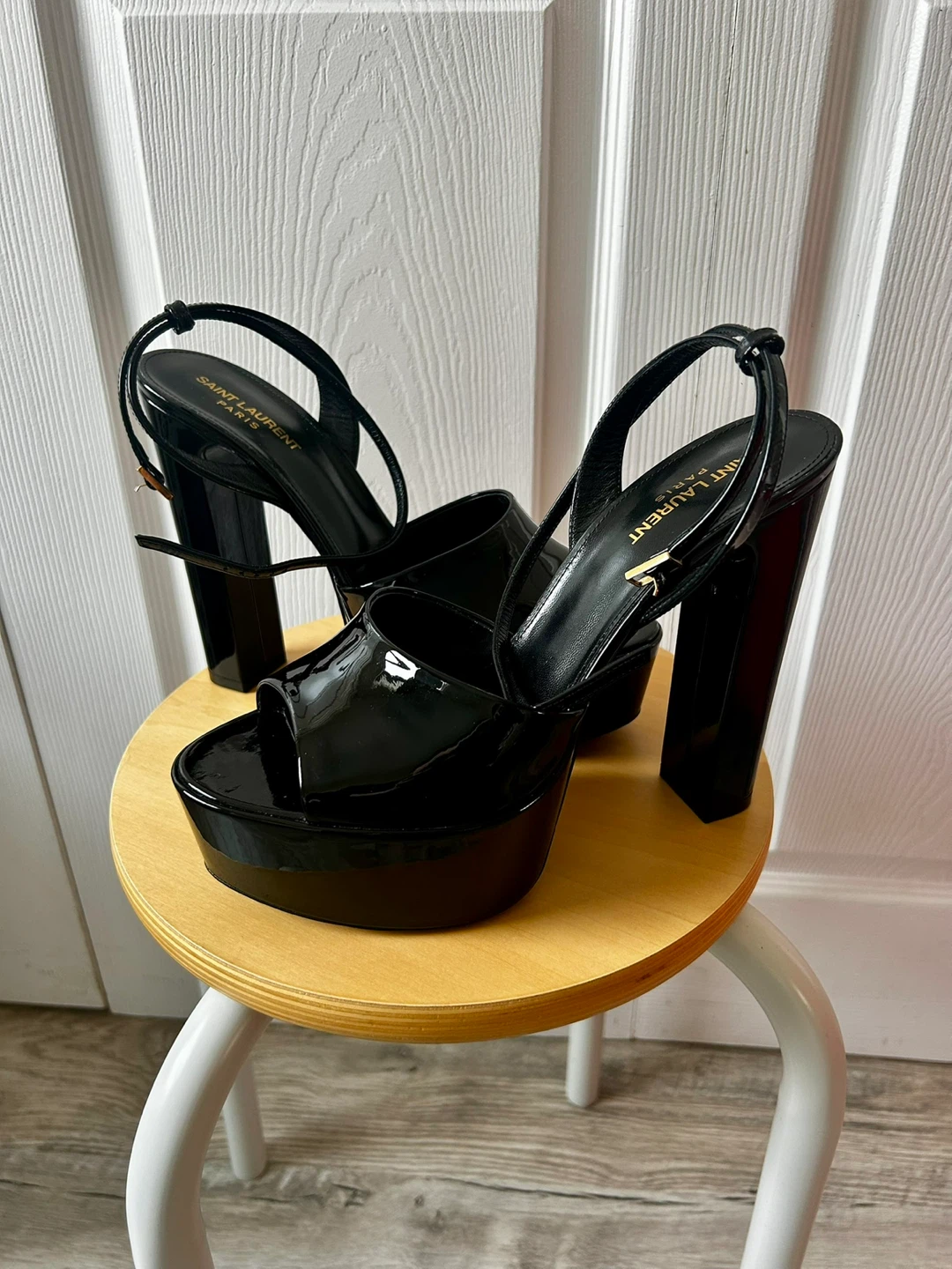 Saint Laurent Patent Leather Platform Sandals