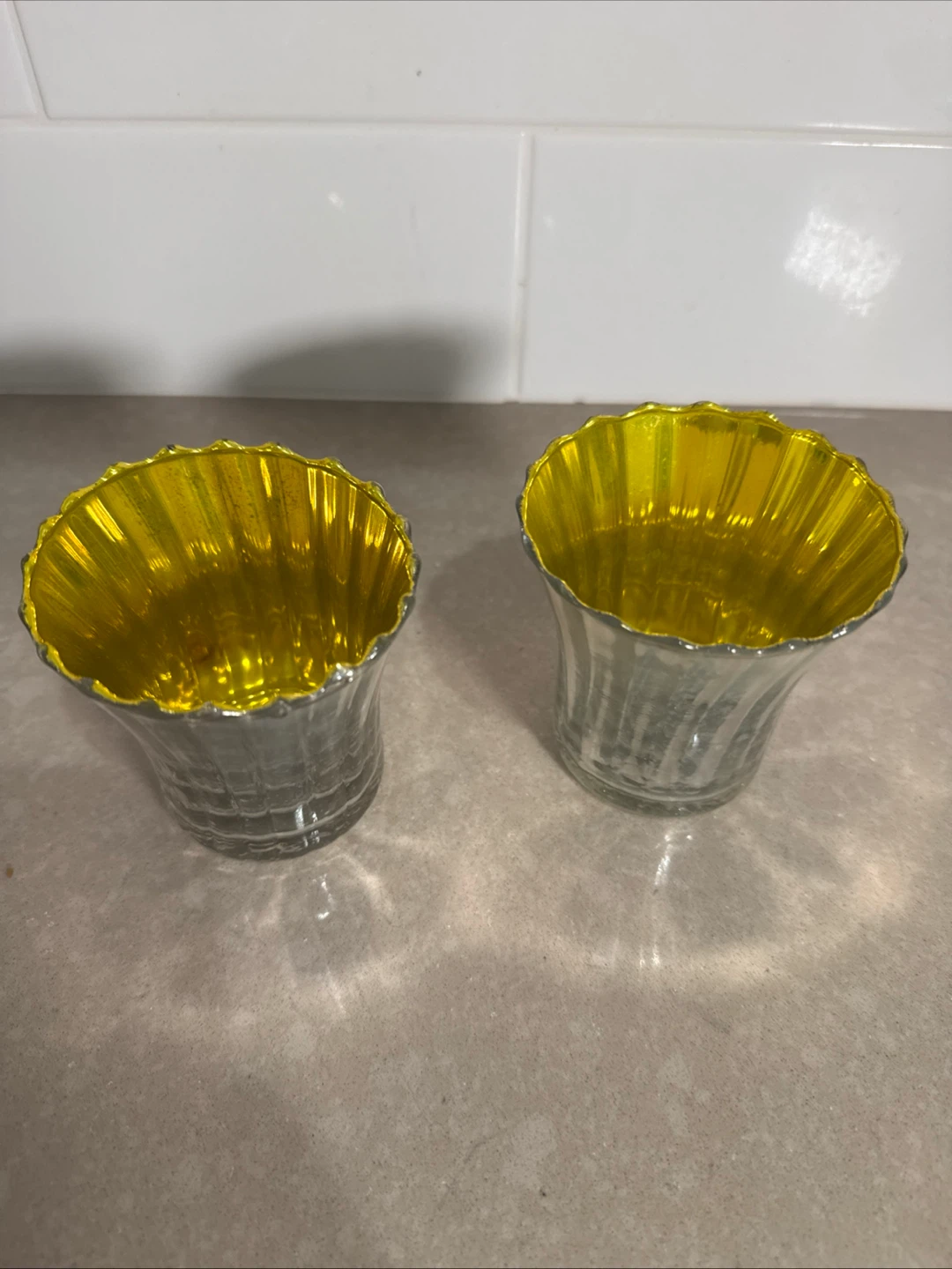 Set of Two Mercury Glass Votive Holders - photo 2
