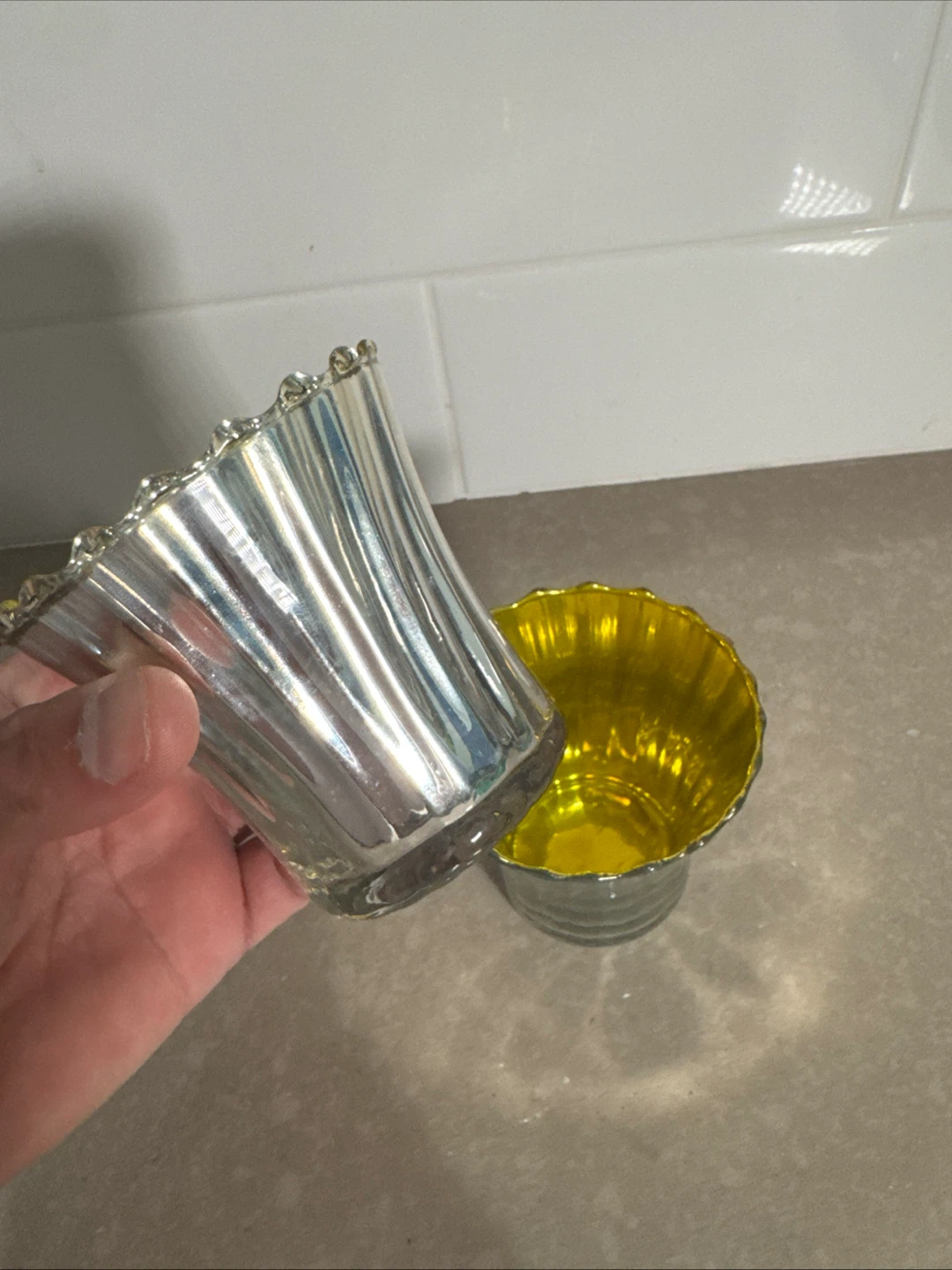 Set of Two Mercury Glass Votive Holders - photo 3