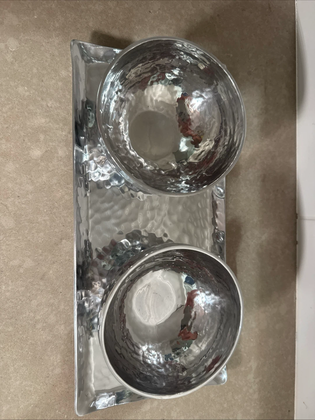 West Elm Hammered Metal Double Bowl Set - photo 2