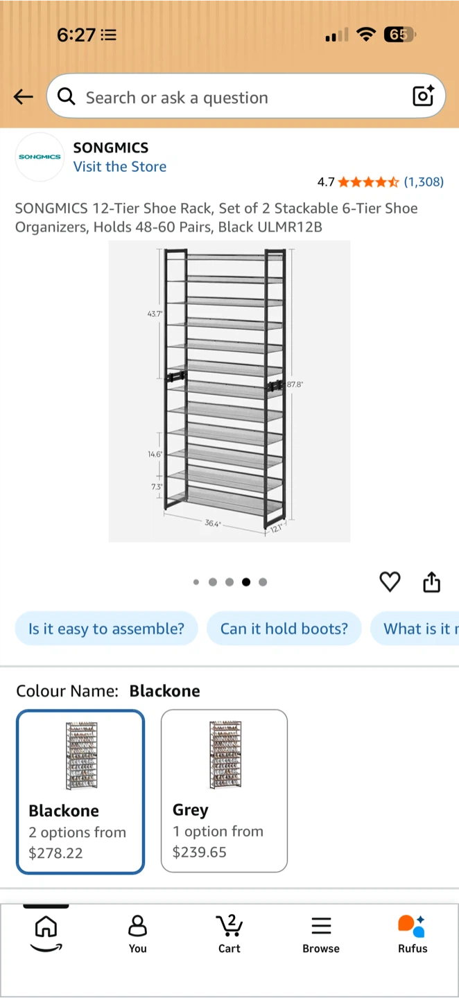 SONGMICS 12-Tier Stackable Shoe Rack - photo 3