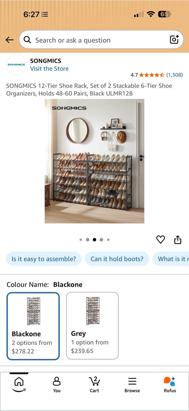SONGMICS 12-Tier Stackable Shoe Rack - photo 4