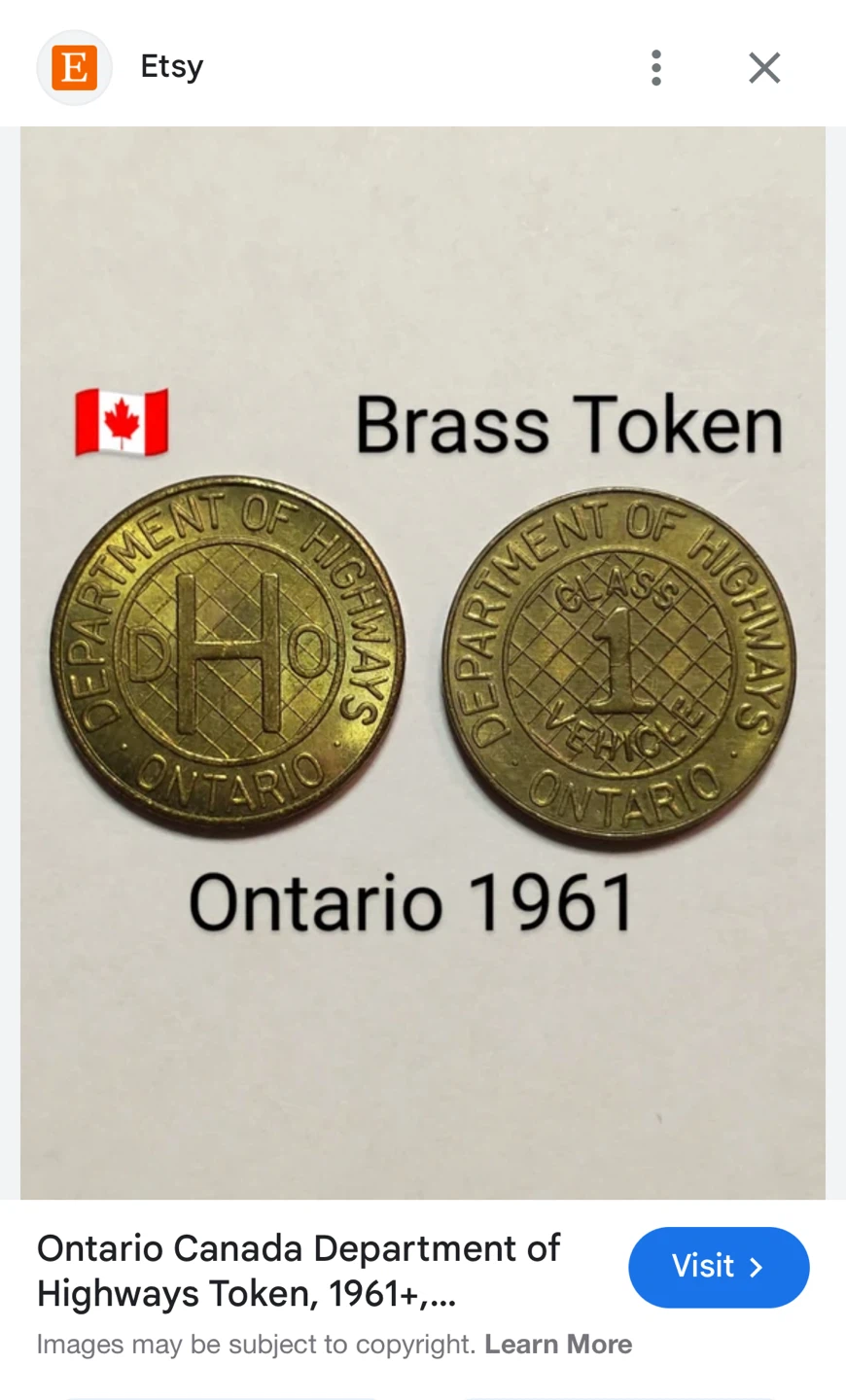 Vintage Ontario Department of Highways Brass Token - photo 2