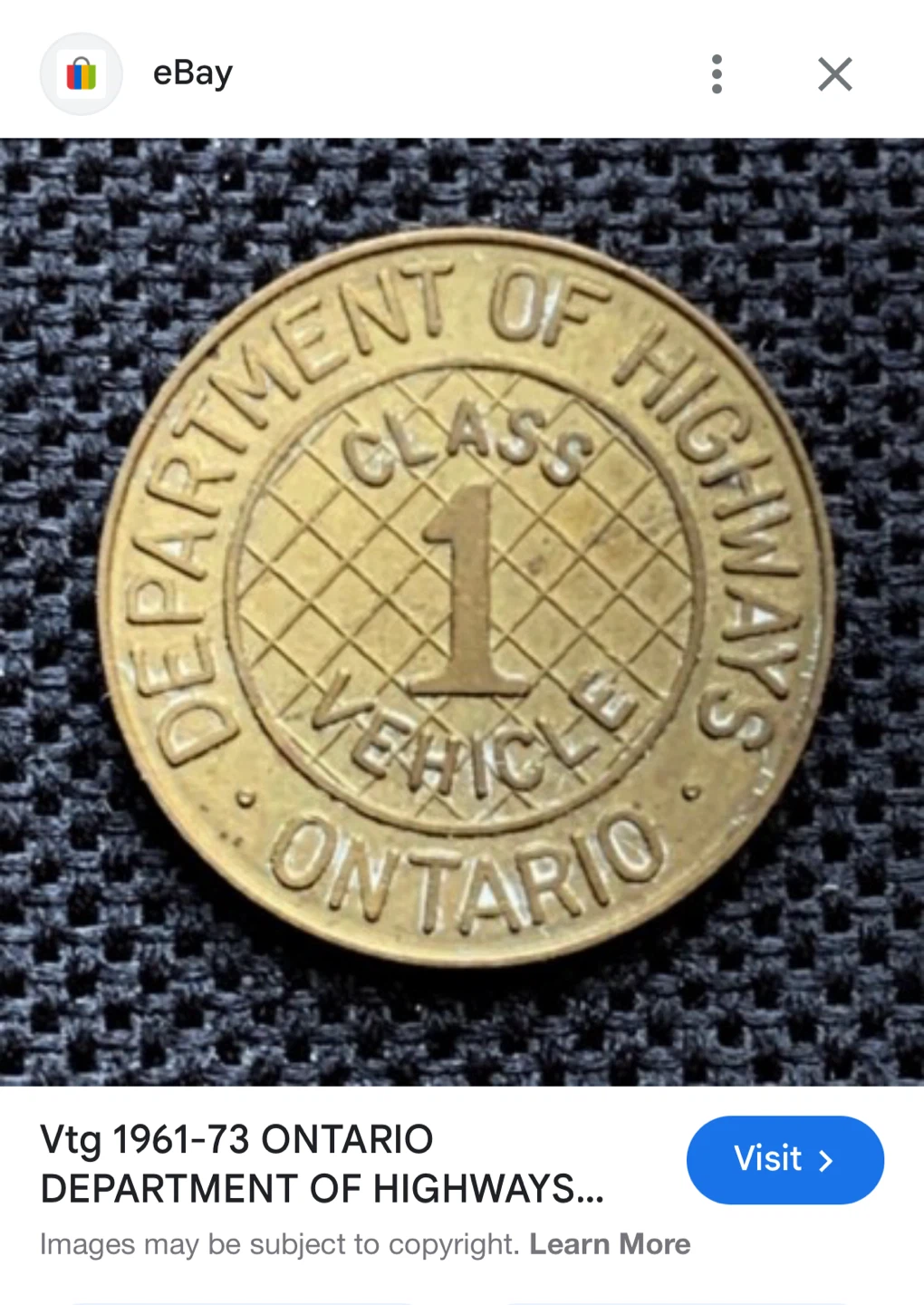 Vintage Ontario Department of Highways Brass Token - photo 3
