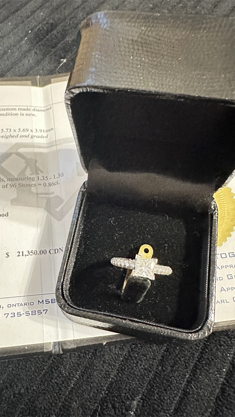Custom Princess Cut Platinum Diamond Engagement Ring - photo 2