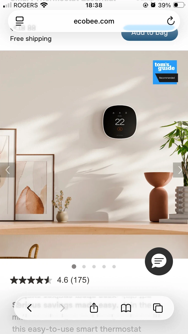ecobee Smart Thermostat – $40