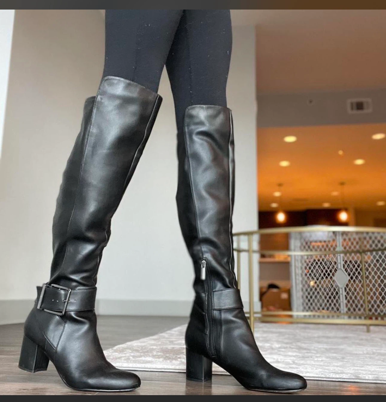 Karl Lagerfeld black leather over-the-knee boots