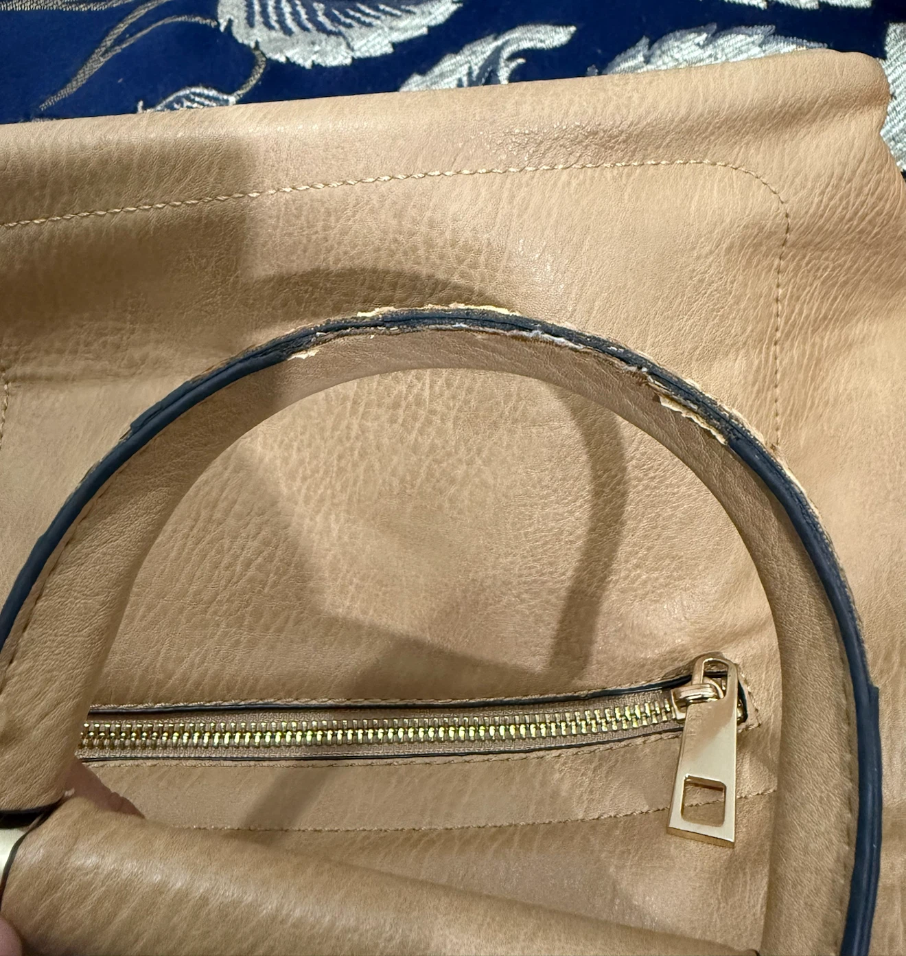 Tan Faux Leather Handbag with Shoulder Strap - photo 5