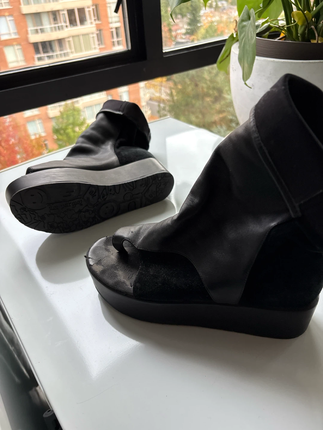 Marc Jacobs Black Platform Open-Toe Booties