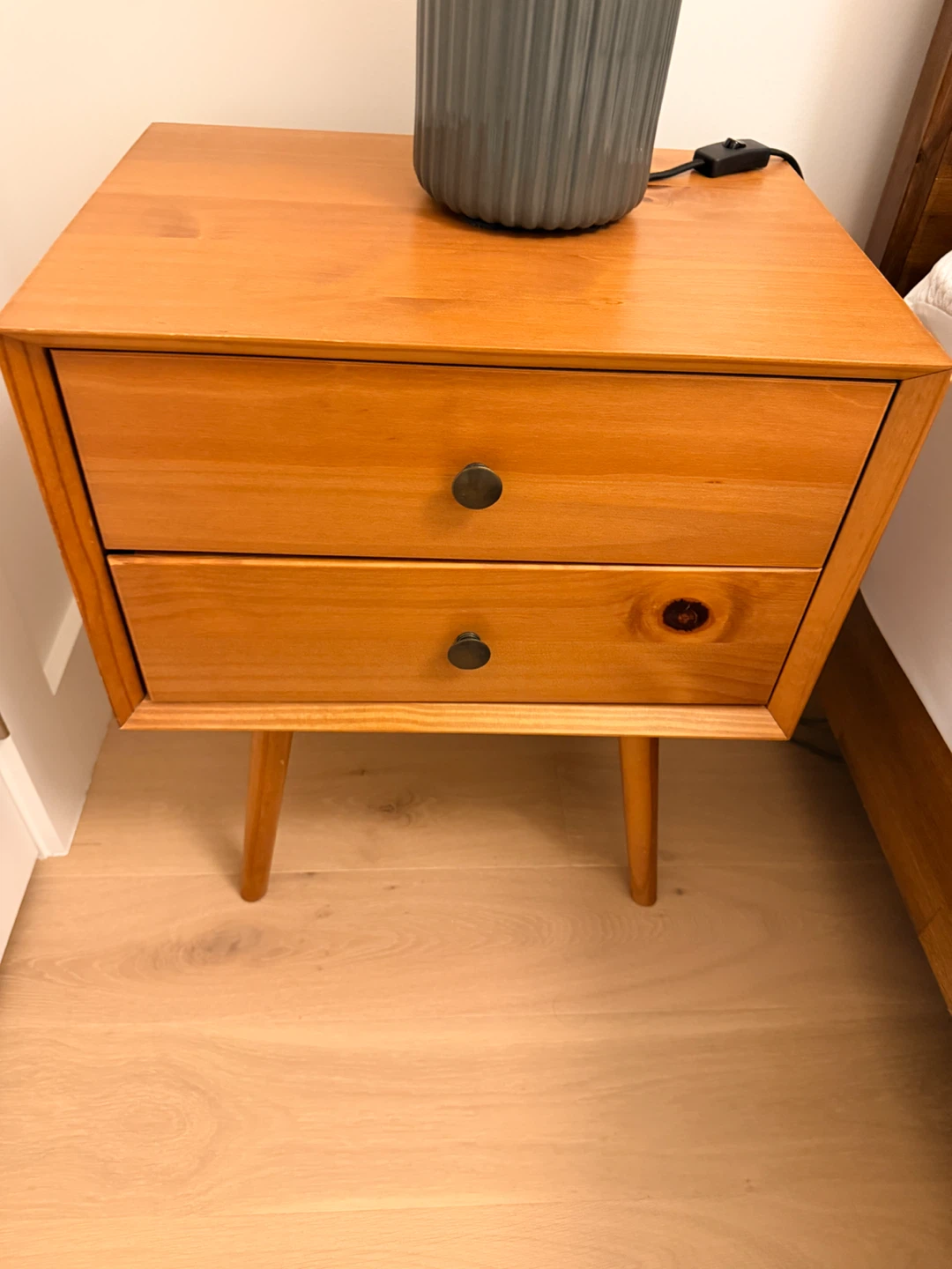 2 Mid-Century Modern Pine Nightstands