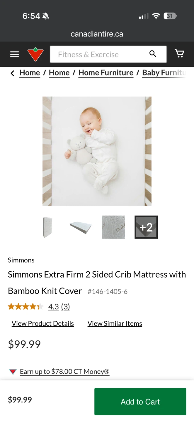 Simmons Extra Firm 2-Sided Crib Mattress