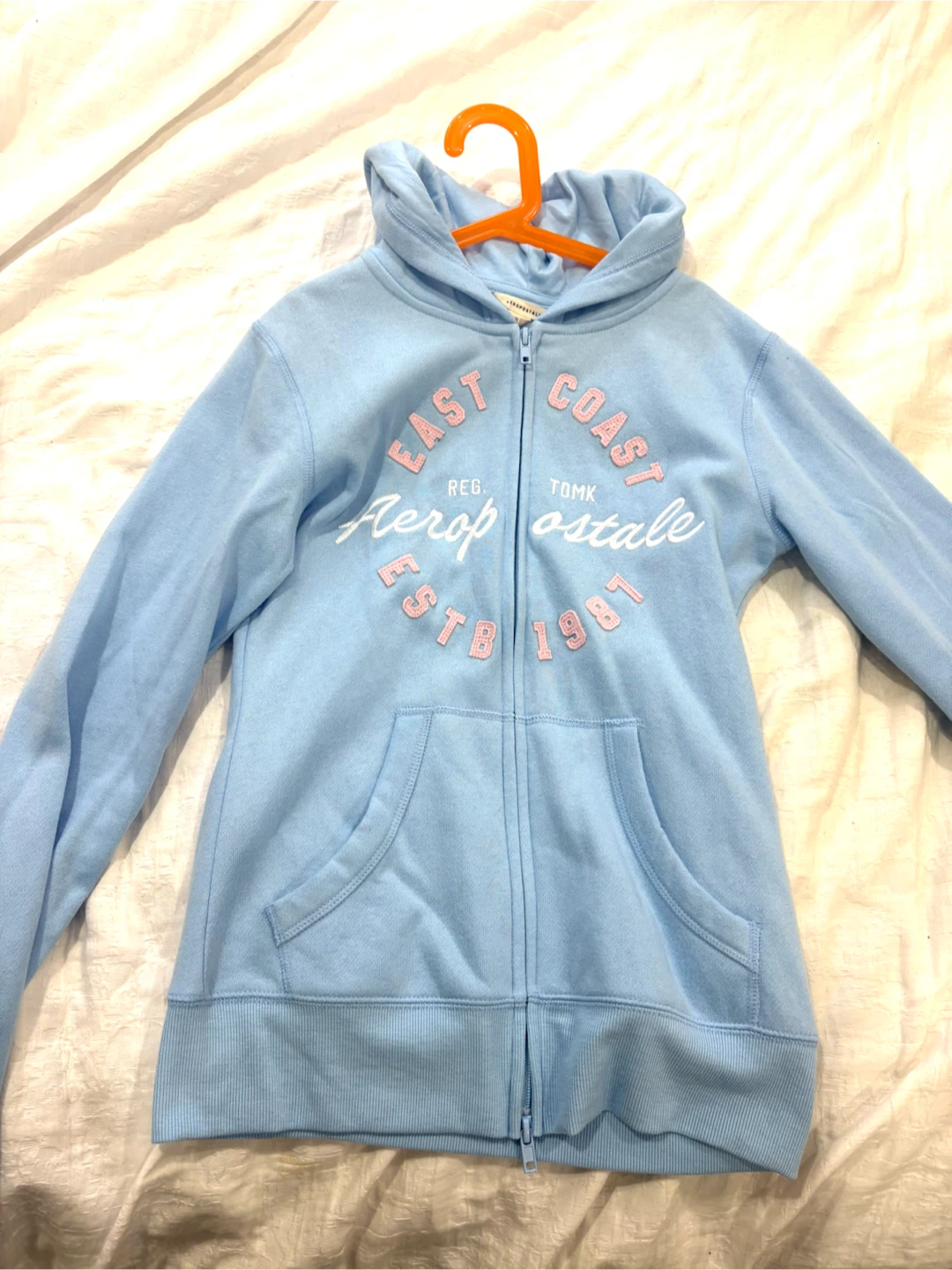 Aeropostale fitted Zip-Up Hoodie Light Blue