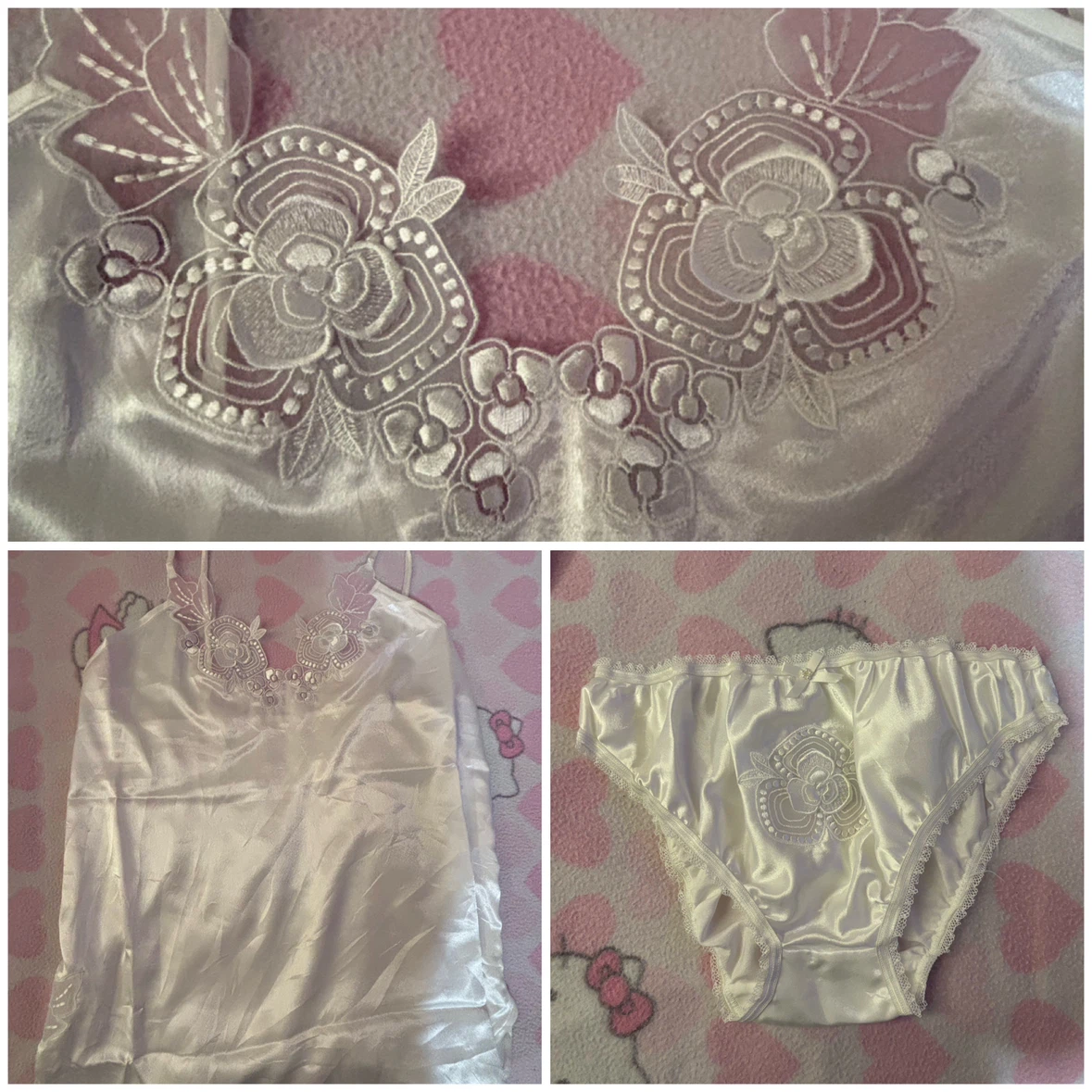 White Satin Lingerie Set - *Size Women Small*