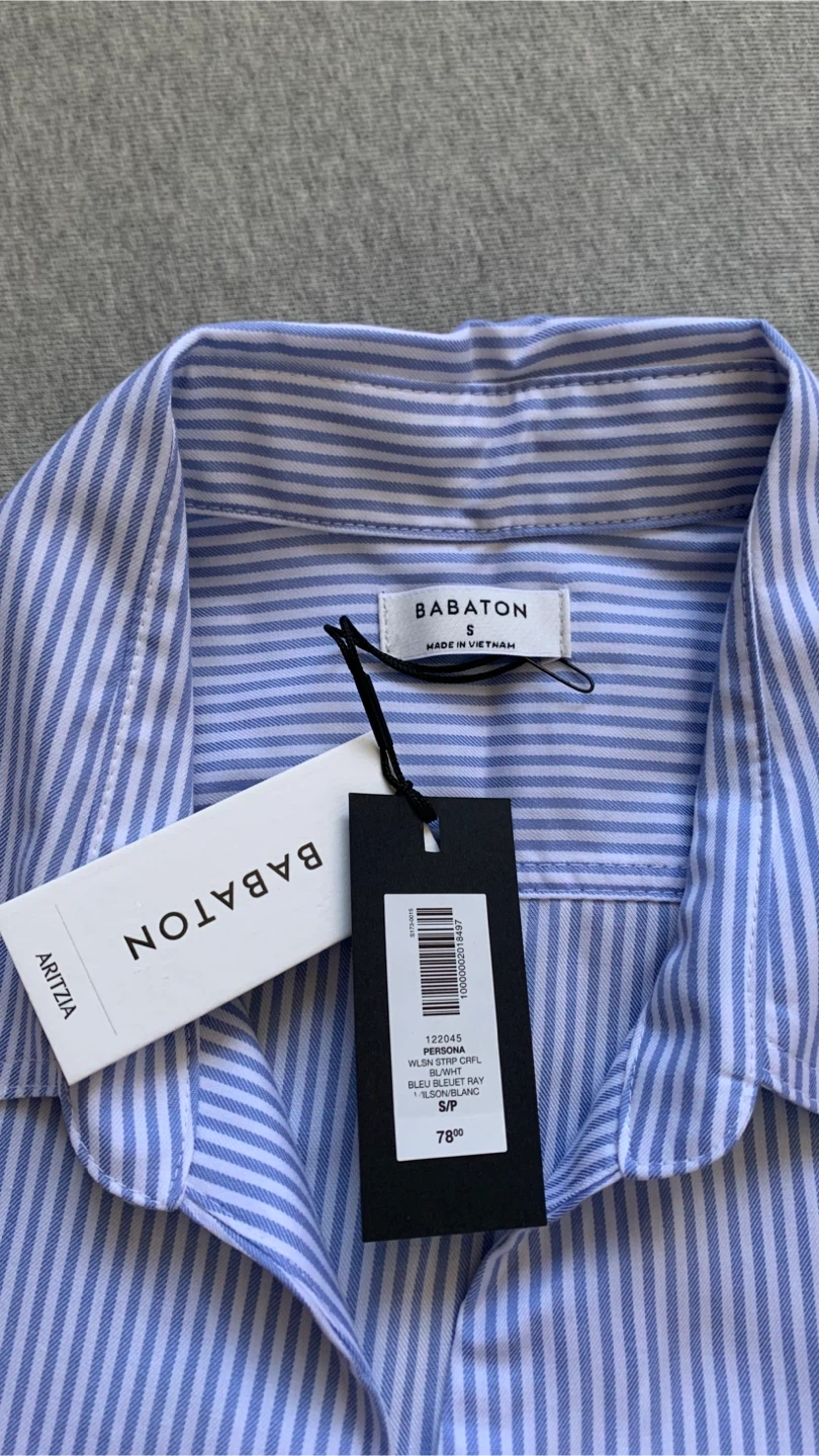 BABATON Aritzia Persona Striped Shirt BNWT - Size Small - photo 3