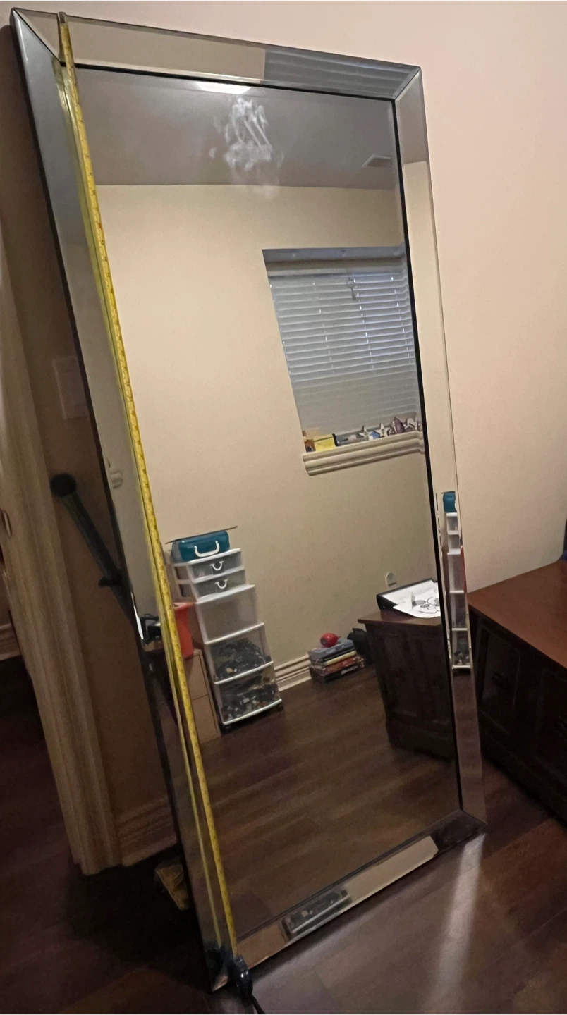 Glass Mirror 70” T 30” W 1.45” D Heavy Glass Mirror