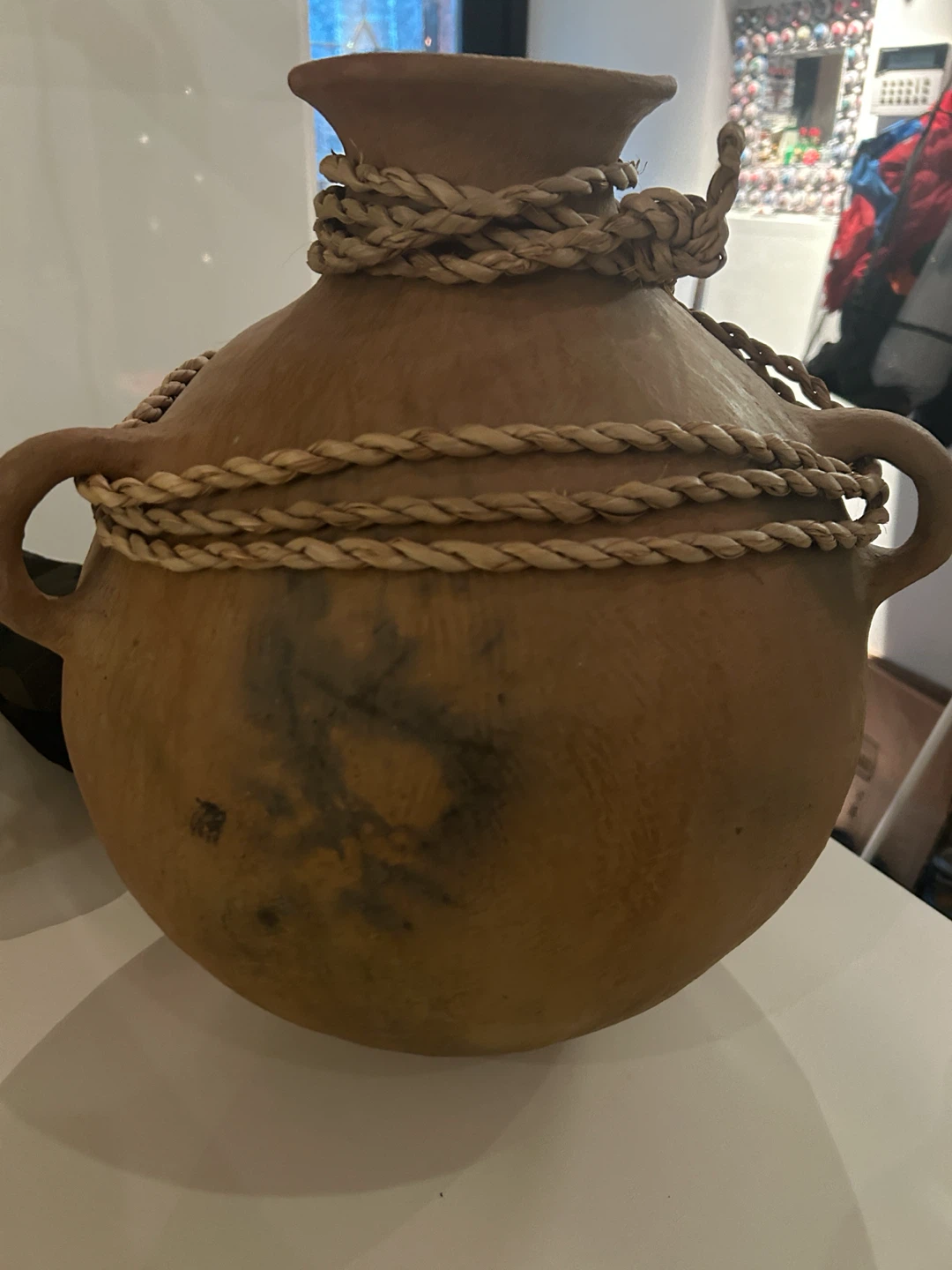 Rustic Clay Vase with Rope Detail - photo 2