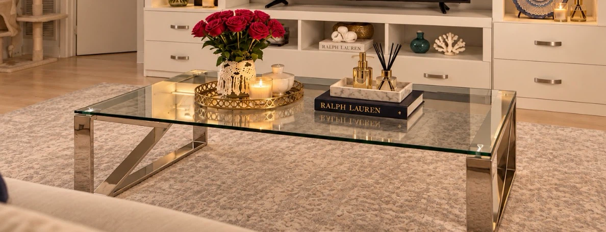 Glass and Chrome Coffee Table