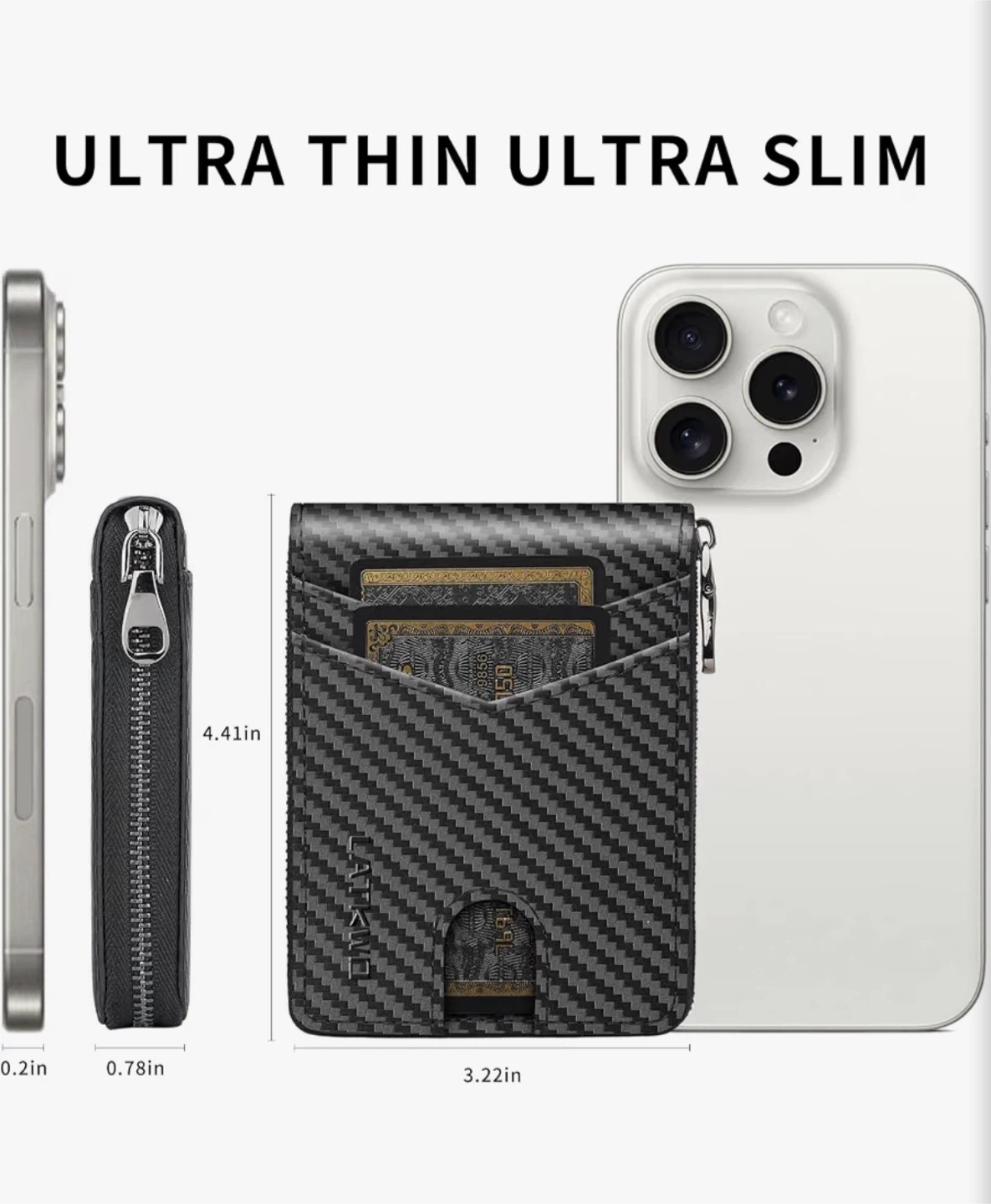 LATKWO Men's RFID Blocking Zipper Wallet - photo 4