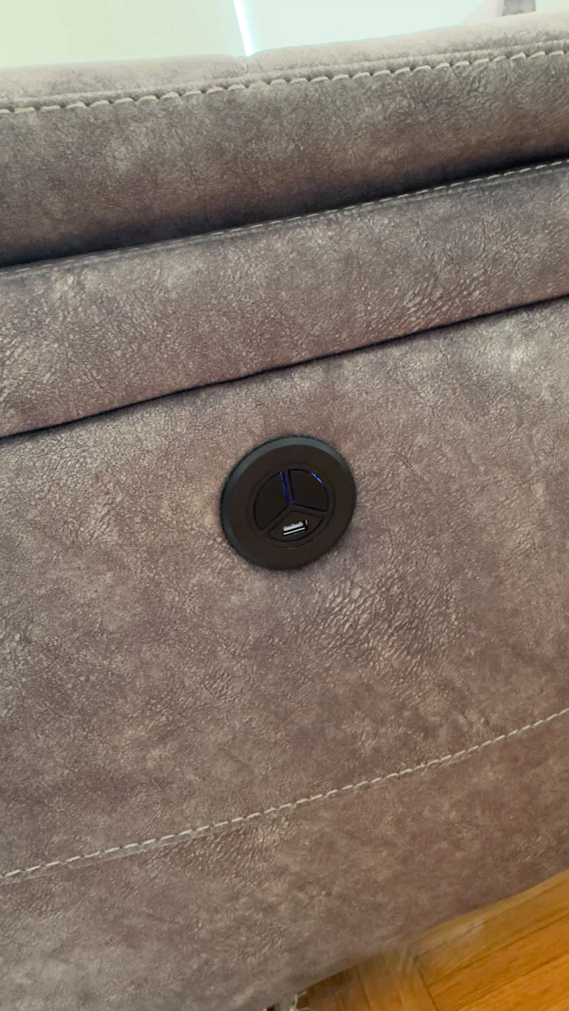 Grey Power Reclining Sofa with USB Charging