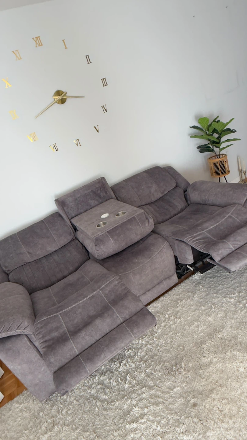 Grey Power Reclining Sofa with USB Charging - photo 3